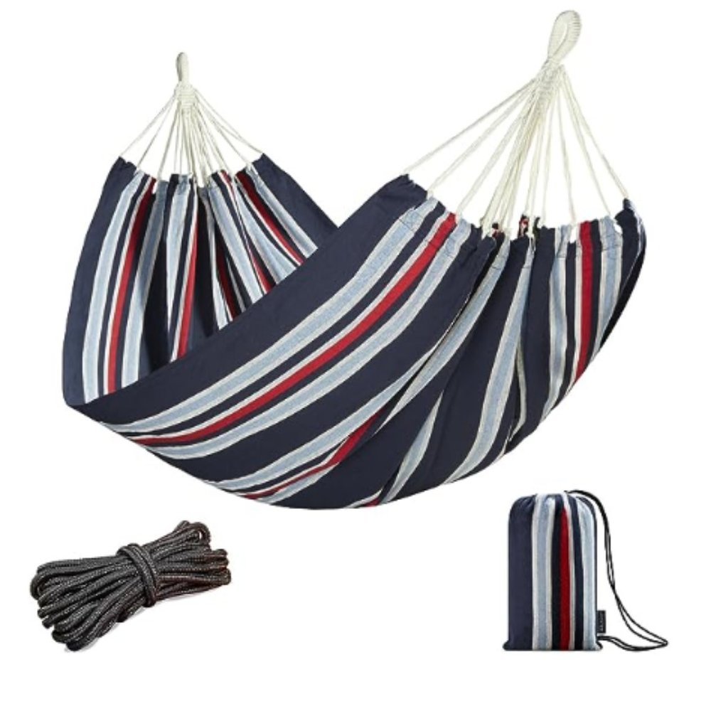 XL - 2 persons - Portable Brazilian Double Hammock w/ Hanging Ropes & Carry Bag